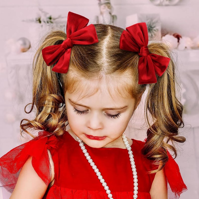 ONENINEDREAM Velvet Hair Bows Alligator Clips for Girls Red Bow Clip for Hair Bowknot Alligator Barrettes Baby Girls Hair Accessories Red Bows Toddlers Kids - Image 3